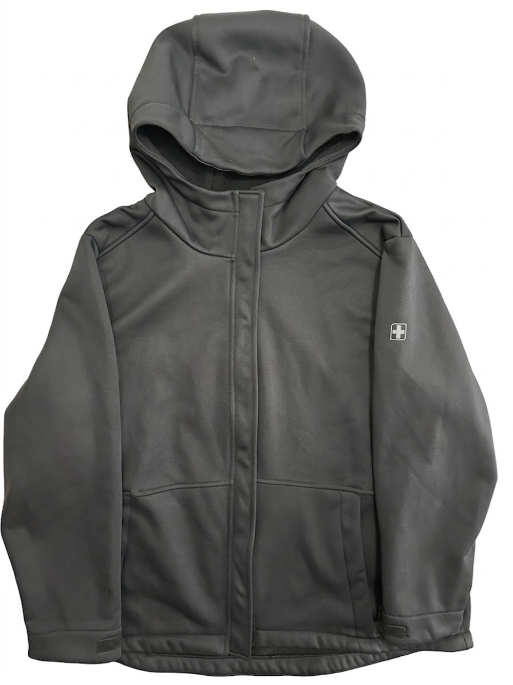 Swiss Tech Black Softshell Hooded Jacket Fleece Lined Size 3X (Fits Men XL)